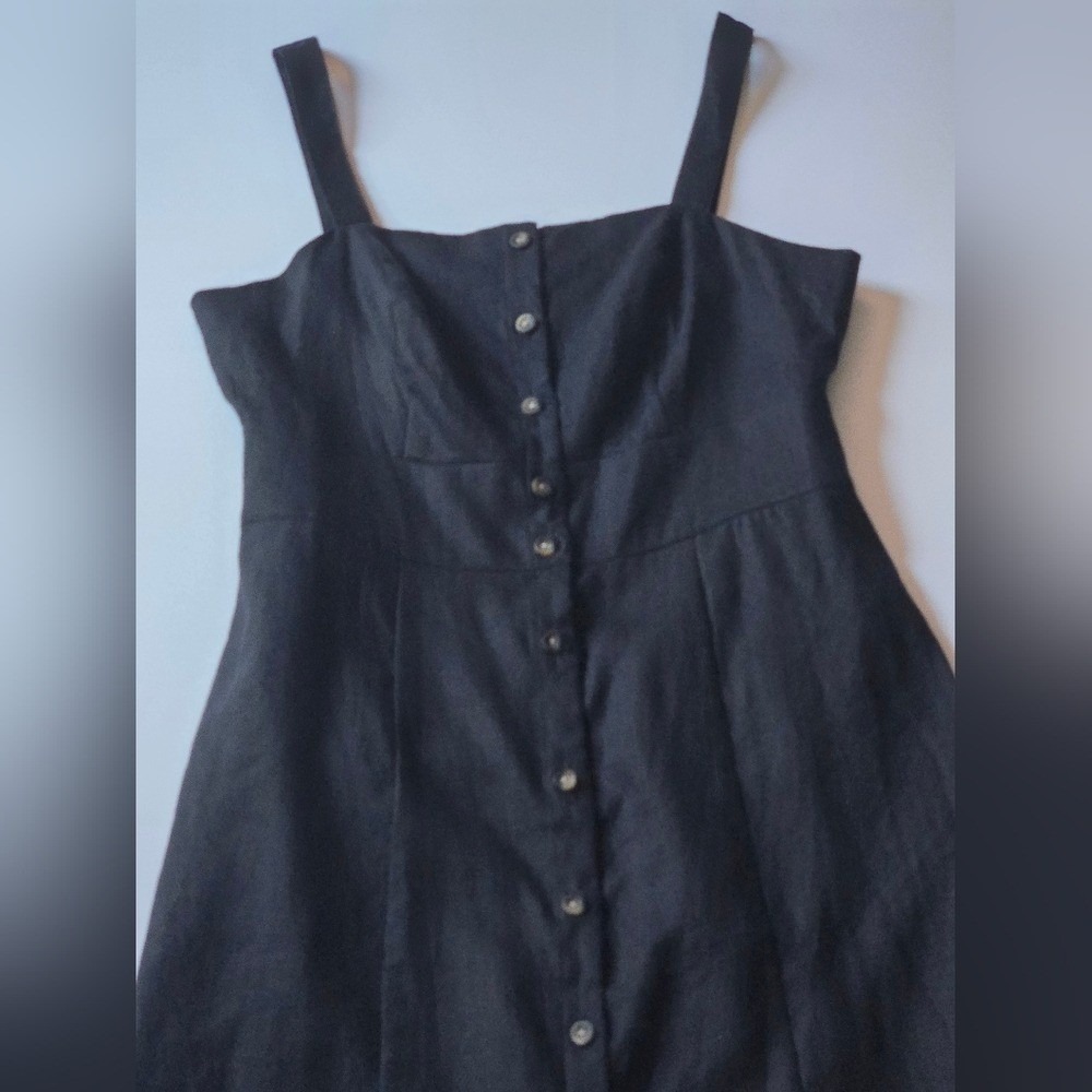 Boden/Black Strappy Linen Midi Dress/Size 6R - Picture 4 of 6